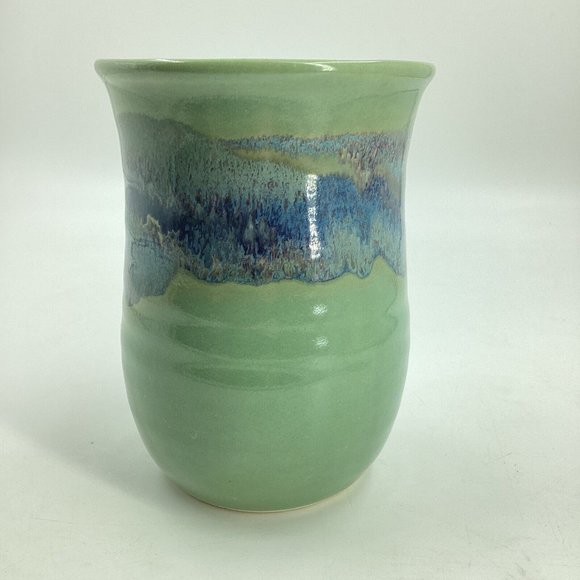 Neher Pottery Green Right Handed Hand Warmer Mug Clay in Motion 2015 Signed - Picture 5 of 10